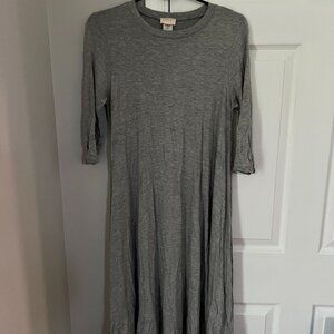 Iconic Luxe grey swing dress, midi, Size M
